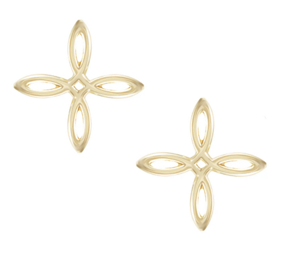 She's Classic Mini Cross Stud Earrings, Gold