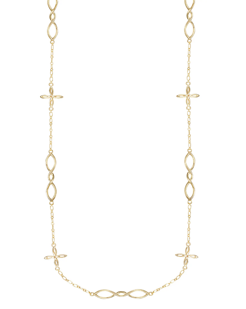 She's Classic Cross Station Necklace, Gold