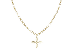She's Classic Cross Drop Necklace, Gold