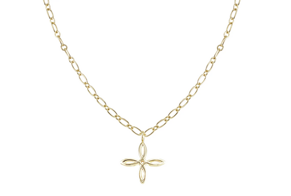 She's Classic Cross Drop Necklace, Gold