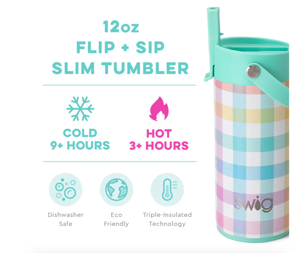 Pretty in Plaid Flip + Sip Slim Tumbler (12oz)