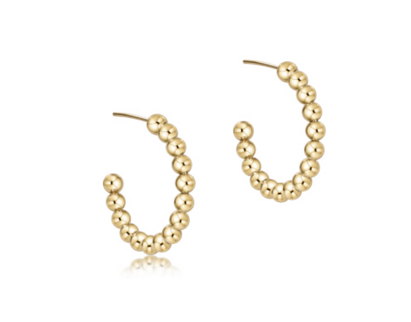 Beaded Classic 1.25" Post Hoop, 4mm Gold