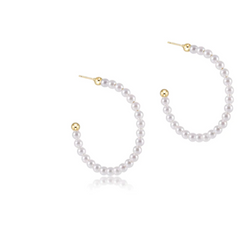 Beaded Gemstone 1.25" Post Hoop, 3mm pearl