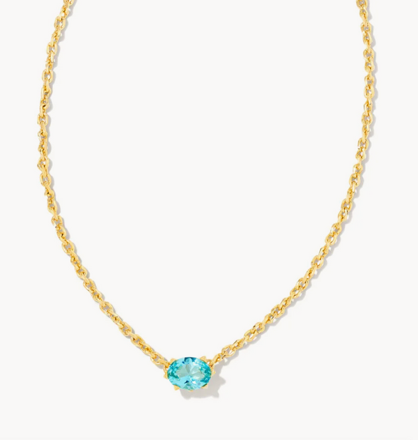 Cailin Gold Pendant Necklace, Aqua Crystal
