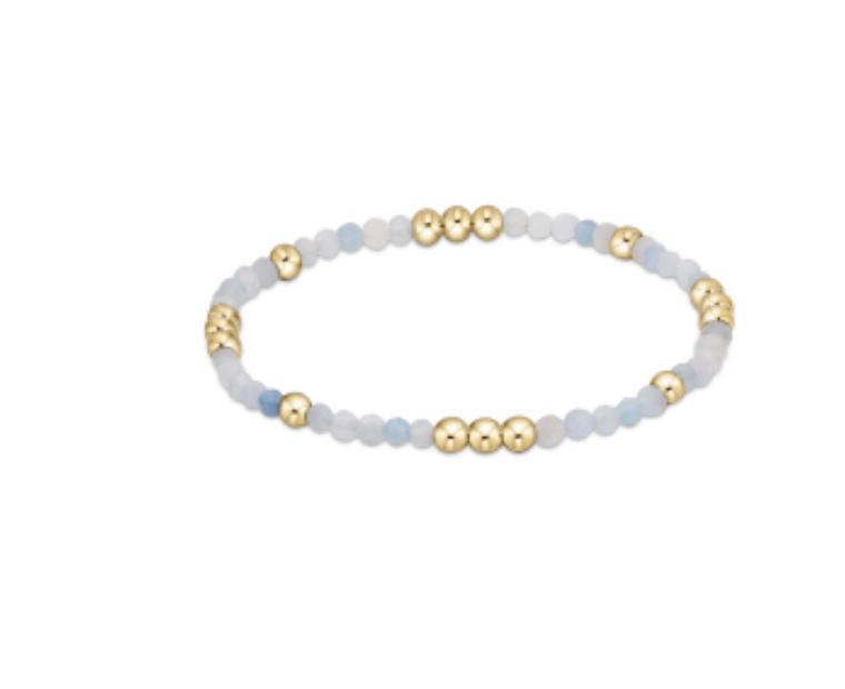 Worthy Pattern 3mm Bead Bracelet, Aquamarine