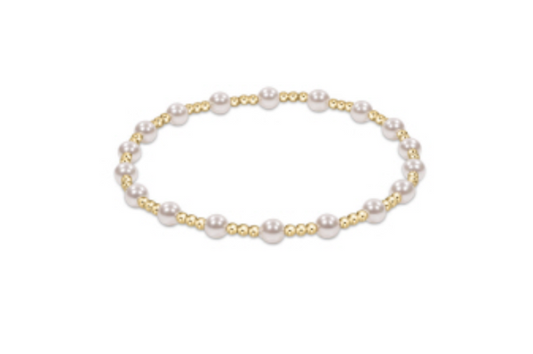 Classic Sincerity Pattern 4mm Bead Bracelet, Pearl