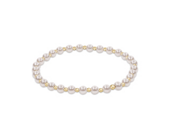 Classic Grateful Pattern 4mm Bead Bracelet, Pearl