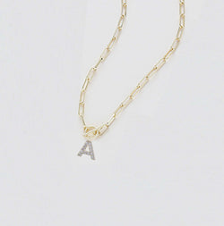Sparkle Toggle Initial Necklace, Gold