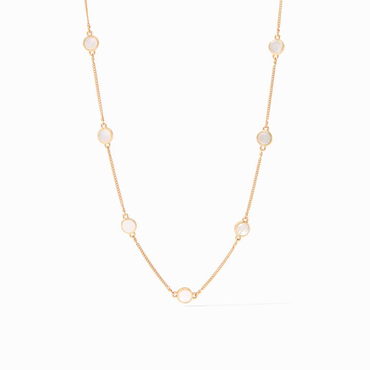 Valencia Delicate Station Necklace, Mother of Pearl
