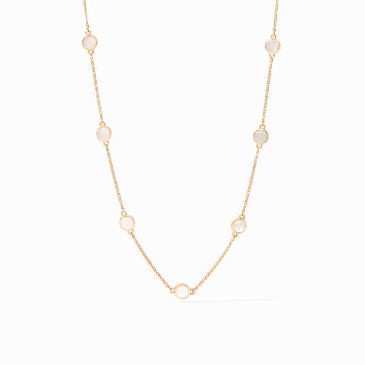 Valencia Delicate Station Necklace, Mother of Pearl