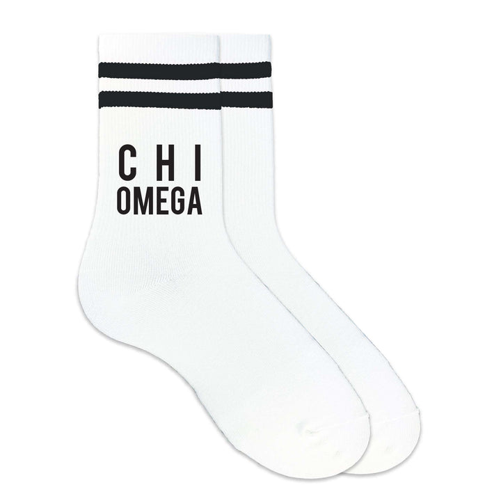 Black Striped Sorority Crew Socks