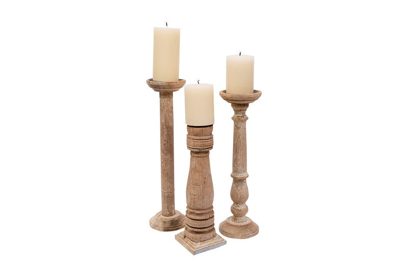 Approximately 6"H Found Wood & Metal Candle Holders, Set of 6