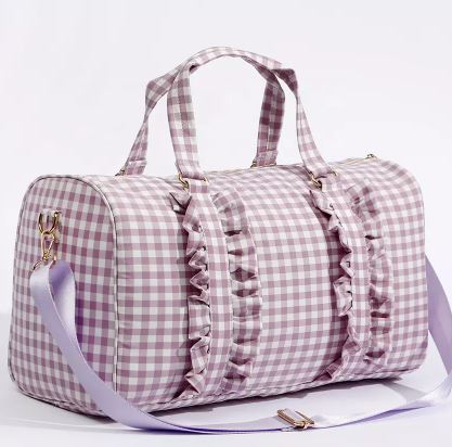 Nylon Travel Handbag Rainbow Gingham Duffle Bags Large Fitness