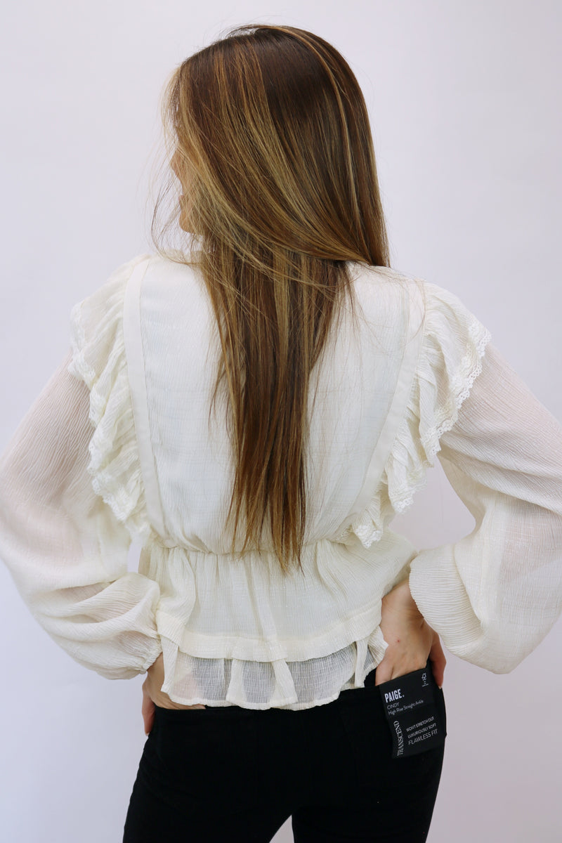 Touch Of Innocence Cream Metallic Top