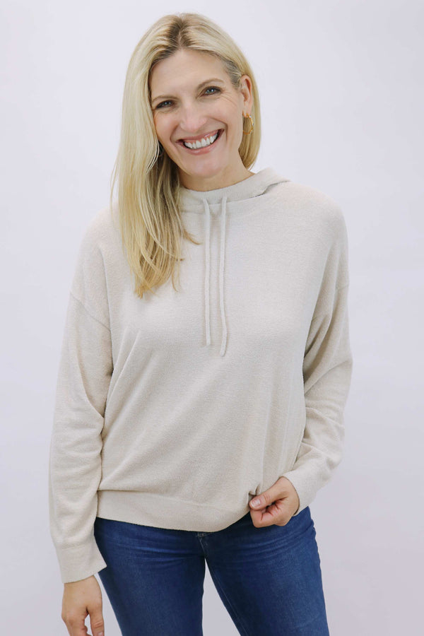 CozyChic Ultra Lite® Funnel Neck Hooded Pullover, Bisque