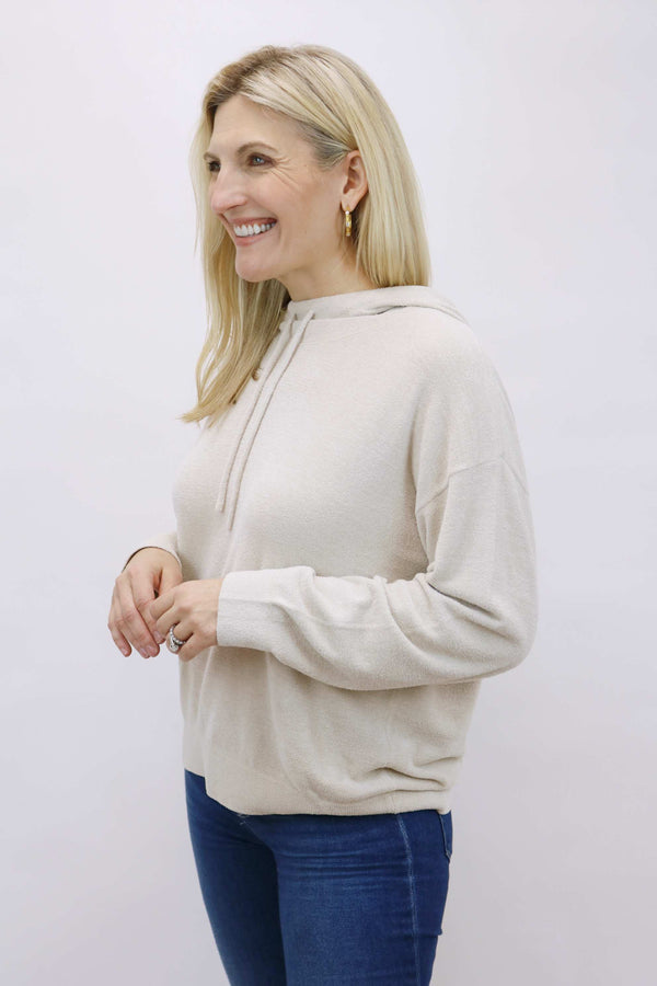 CozyChic Ultra Lite® Funnel Neck Hooded Pullover, Bisque