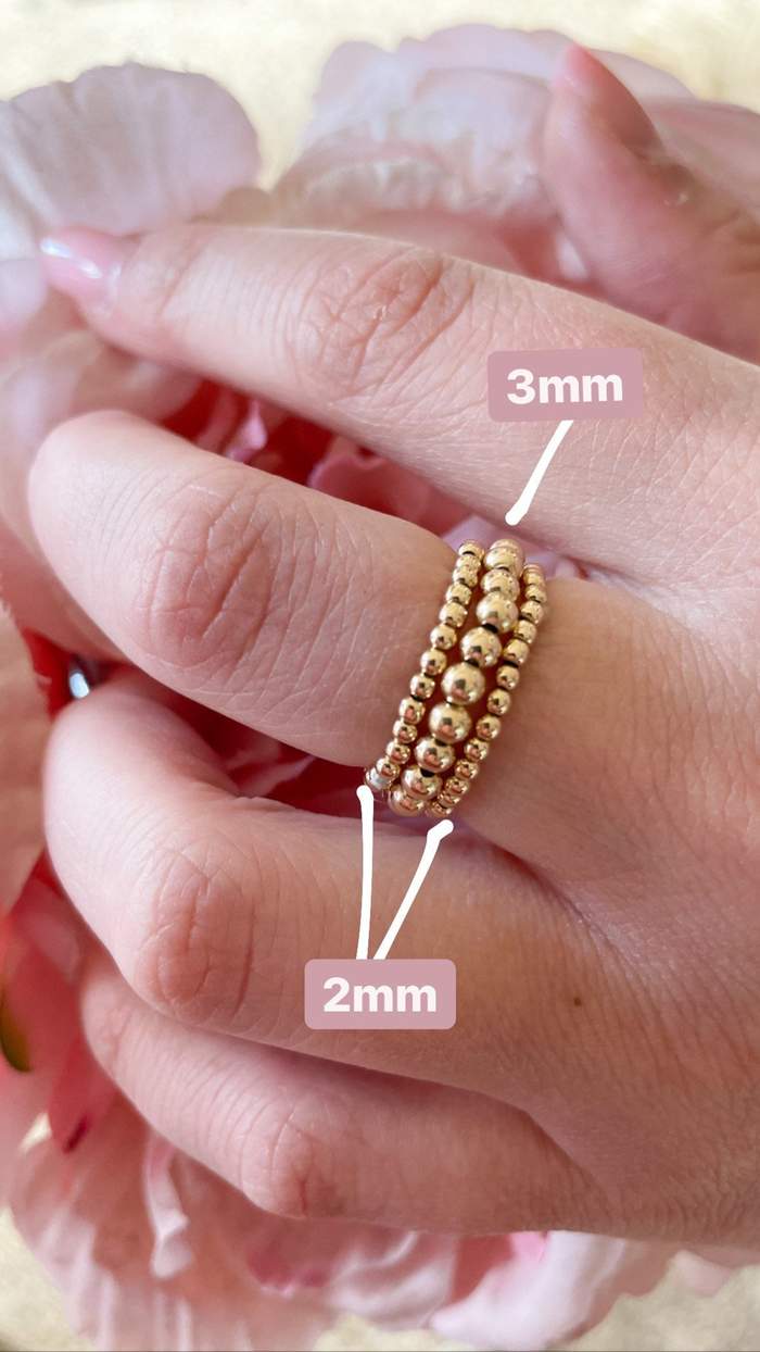 Lexi Gold Beaded Ring, 2mm