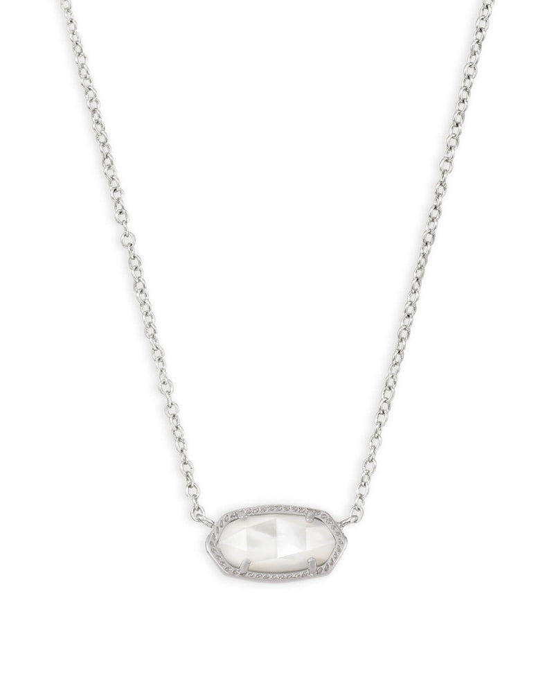 Elisa Silver Short Pendant Necklace In Ivory Mother-Of-Pearl