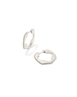 Mallory Silver Huggie Earring, White Crystal