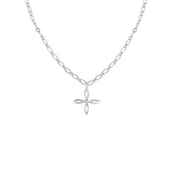 She's Classic Cross Drop Necklace, Silver