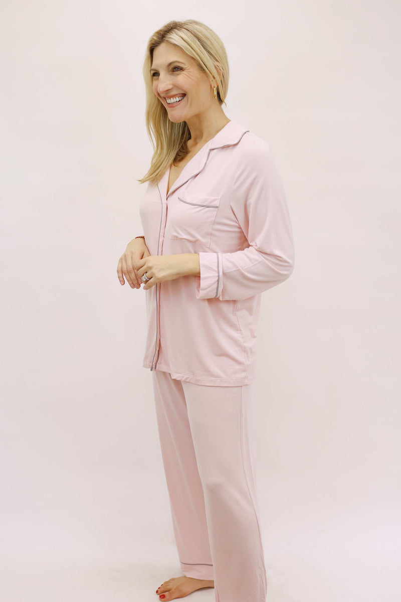 Luxe Milk Jersey® Piped Pajama Set, Pink