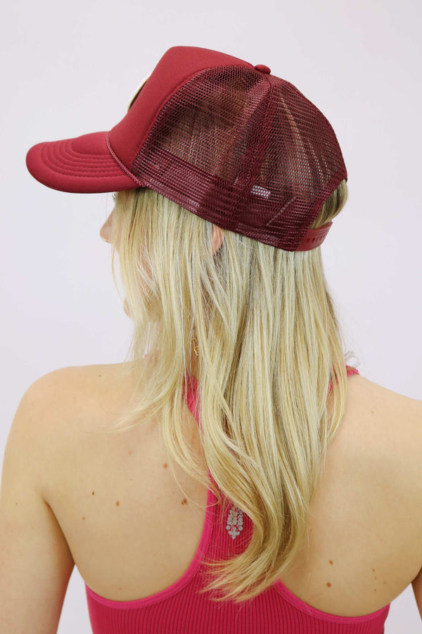 Simple Trucker Cap, Maroon