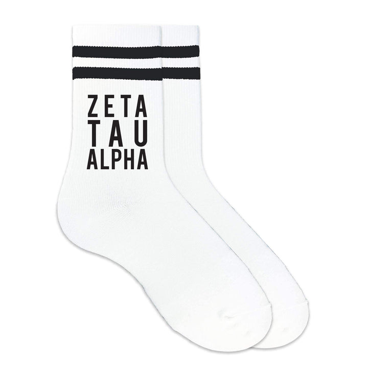 Black Striped Sorority Crew Socks